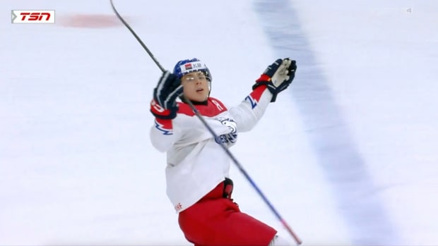 Czechia’s Tomas Hamara celebrates after a goal